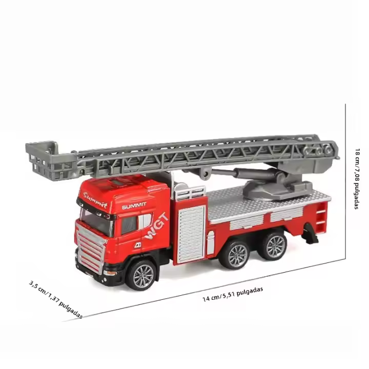 Camión De Bomberos De Aleación 1/64 Vehículo De Rescate De Muñeco Modelo De Ingeniería Con Escalera De Incendio Juguete Para Niños Regalo De Navidad - 1