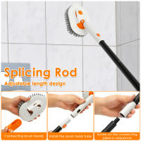 Cepillo De Limpieza Para Azulejos 3 En 1 Con Mango Largo Escobilla De Limpieza Para Baño Y Piso Esponja Triangular Rotatoria De 180° Retráctil De Plástico Acero Inoxidable Y Microfibra - details 11