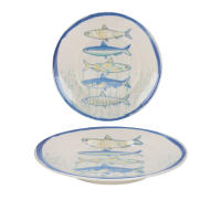 UD - Plato Hondo La Mediterránea diseño Peixe Elite – Set 2/4/6 piezas 21CM–  cerámica con acabado brillante para cocina y comedor - details 0