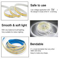 Tira De LED COB USB DC 5V 320Leds/M Luz De Armario TV Retroiluminación Flexible En Rojo/Pink/Blanco/Azul Hielo/Naranja Para Sala De Estar - details 4
