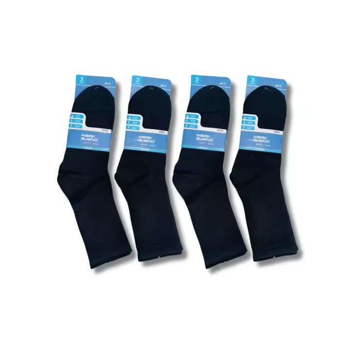 ComfyWear - Pack 12 Calcetines de Algodón Hombre Media Caña de Canalé Colores Lisos MarkBueno - Blanco, Negro, Surtido Color - Talla 35/40 y 40/46 - 1