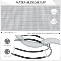 Outsunny Tumbona Mecedora de Jardín con Reposacabezas Reposabrazos Sillón Silla de Exterior Tejido Transpirable y Metal para Playa Patio Terraza 63x144x84 cm - details 5