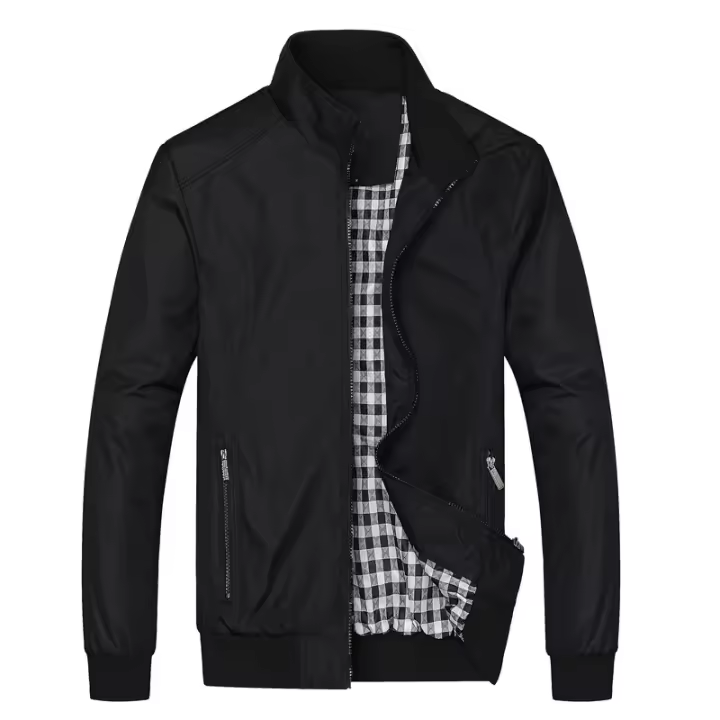 Primavera otoño hombres Bomber elegante hombres delgados Color sólido chaquetas de negocios Stand Collar rompevientos ts ropa - 1