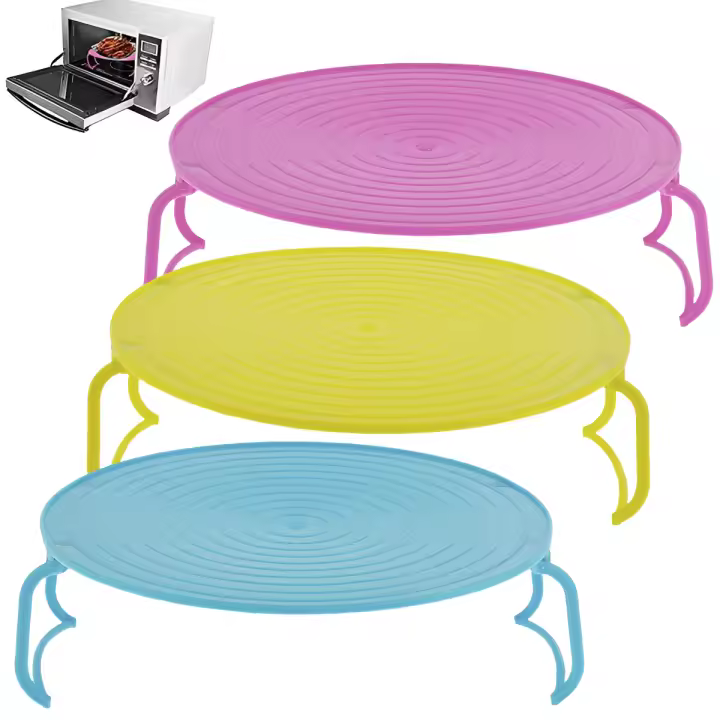 3Pcs Plato De Microondas Plegable 3-en-1 Multipropósito Cubierta De Alimentos Reutilizable Pila De Platos Para Microondas - 1