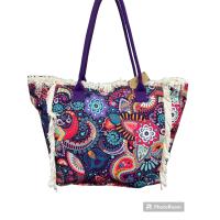 MEJORADA Bolso de playa o piscina grande con estampados de Mandala,con fleco de borla blanco de algodon,tamaño 55*37*19CM.contiene bolsillos interior y forros.tejido 100% poliéster - details 1