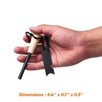 Equipo de supervivencia al Aire Libre: Pedernal portáthil with Palo de Magnesium y mango de Madera para hacer Fuego - details 0