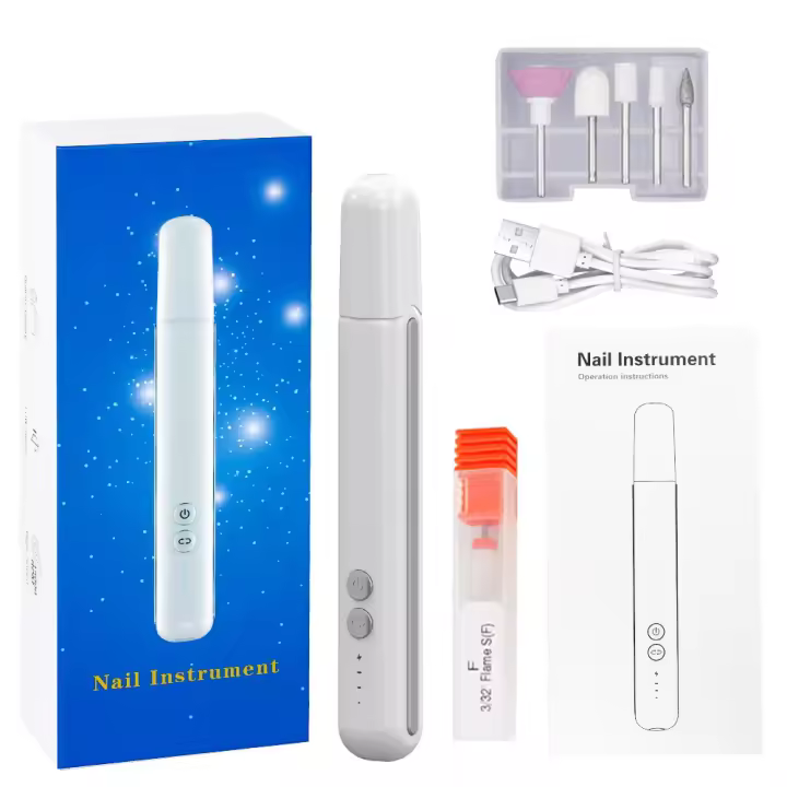 Taladro de uñas eléctrico, lima de uñas portátil recargable por USB con 6 cabezales y rotación bilateral, kit de taladro de uñas de 3 velocidades, herramienta de manicura y pedicura. - 1