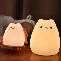 Luz De Noche Táctil Gato Colorido De Silicona Luz LED Cartoon Lámpara De Mesa Decorativa Para Dormitorio Iluminación Alrededor Del Cama - details 10