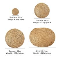 Mantelos Redondos Tejidos a Mano Para Café Y Té Tapete De Madera Decorativa Para Comedor Estilo Prarie Chic Material Lino - details 0