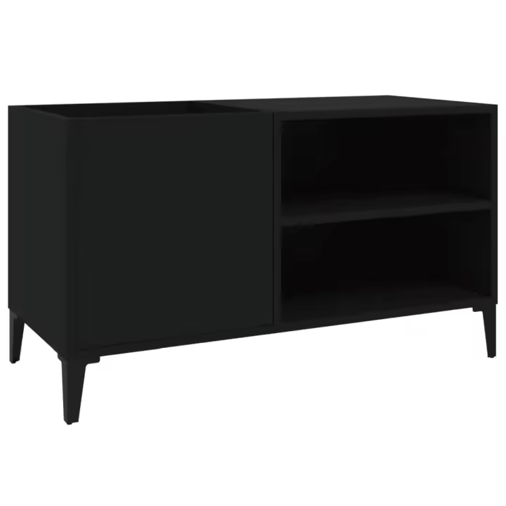 VidaXL Mueble para discos Madera contrachapada Negro 84,5x38x48 cm - 1