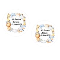 Etiquetas personalizadas para Bautizo pegatinas adhesivas personalizadas para detalles de invitados de Bautizo redondas Lote de 40 unidades niña niño - details 0
