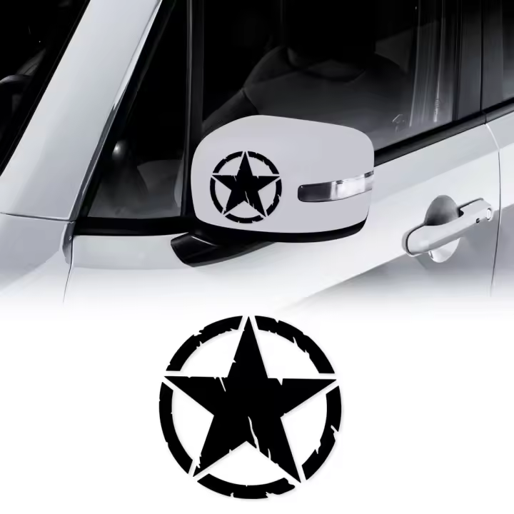 Star Military Army Pegatinas para Jeep Renegade, Diam 9 cm, Negro Mate, 2 Piezas - 1