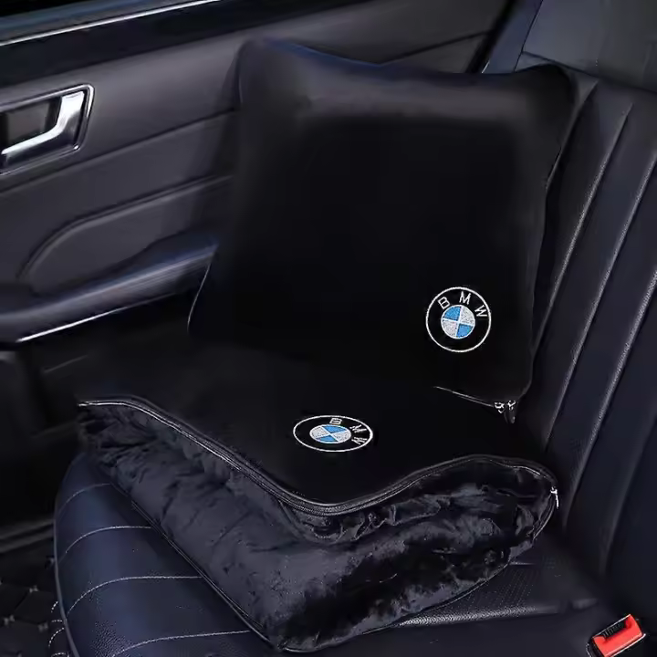 Almohada de coche y edredón de doble uso para todo tipo de clima de aire acondicionado respaldado por la cintura- [BMW] - 1 - 1
