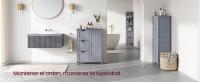 VASAGLE Armario de Baño, Mueble de Baño Estrecho, Cómoda de Baño, Cajonera con 3 Cajones, Armario con Puerta, Estante Ajustable, 30 x 60 x 81 cm, Blanco Nube/Gris Paloma - details 1