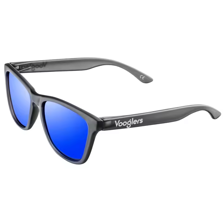 VOOGLERS - POLARIZED UNIQUE London Fever Gafas Para Hombre y Mujer Unisex, Sol, Polarizadas, UV400, Cristales Lentes de Espejo Azules, Moda / Verano, Montura Gris Mate - 1