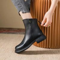 Botas De Mujer Estilo Británico Con Suela Gruesa Cómodas Y De Moda Almidón De Pierna Media Estilo Coreano Zapatos De Invierno - details 3