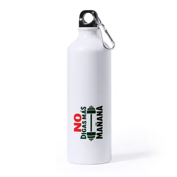 MERCHANDMANIA Bidón Grande 800 ml acero inoxidable frase motivadora no digas más mañana deporte deportivo con mosqueton botella - 1