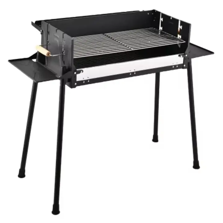 Gran Barbacoa de Carbón con 3 Estanterias en los laterales Plegable Portátil 102.5x44x83 cm, para cocina al aire libre, Camping, senderismo, Picnics, parrilla de carbón, Una Sensación Comoda, Estetico y Resistente, Facil de Limpiar - 1