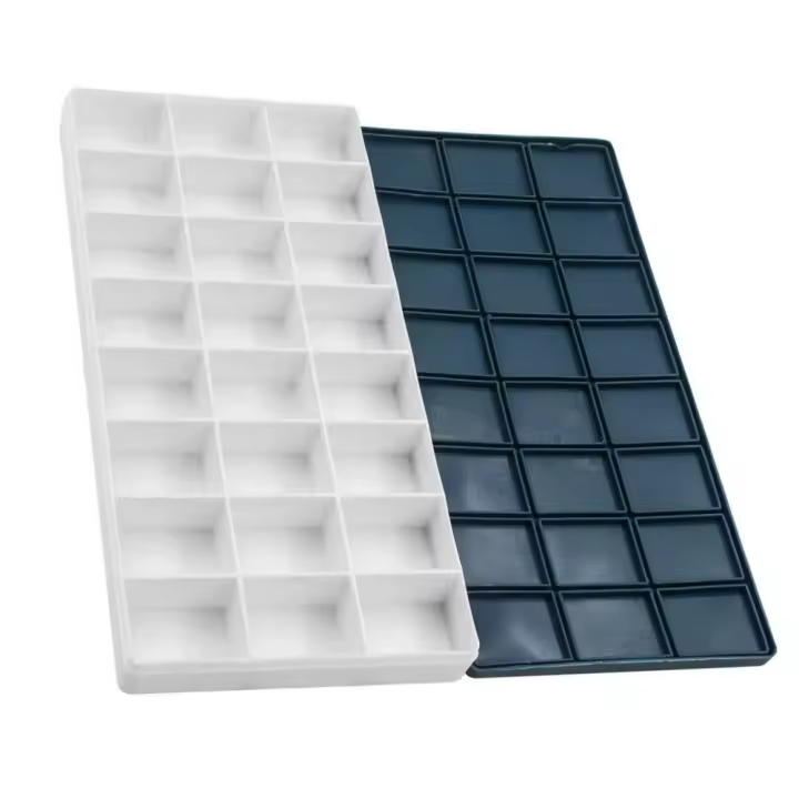 Paleta de 24 pinturas, soporte de plástico para pinturas de acuarela, almacenamiento de viaje con tapa de goma para artistas, estudiantes y niños. - 1