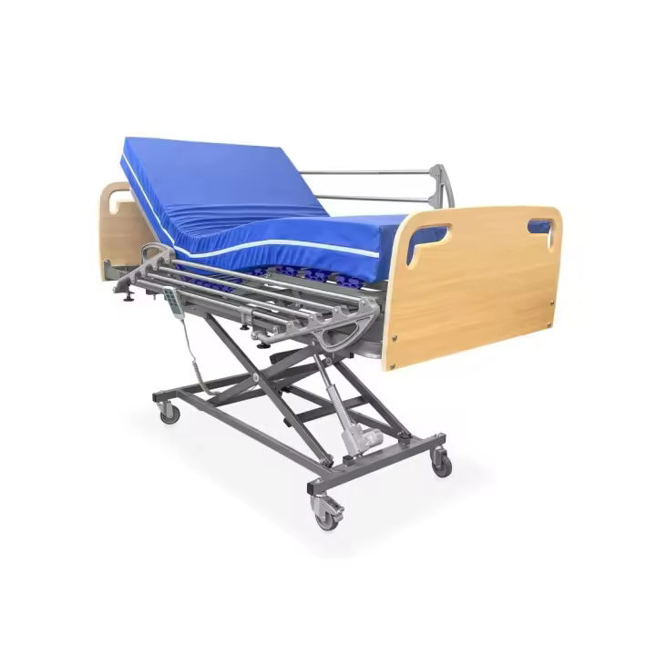 Cama Articulada Eléctrica con Carro Elevador | 4 Planos, Barandillas y Ruedas | Incluye Colchón Sanitario Visco | Grupo Mamapla - 1