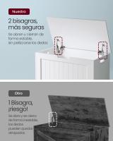 Baúl con tapa abatible, zapatero, caja para juguetes, multifunción, gran capacidad, tablero MDF, blanco, marrón - details 5