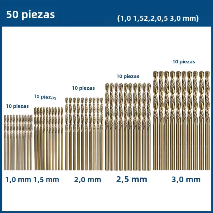 Juego De Brocas De Perforación De Alta Velocidad De Titanio CMCP 50/60pcs Para Metal Madera Aluminio Extractor Mini 1.0-3.5mm Herramientas De Perforación - 1
