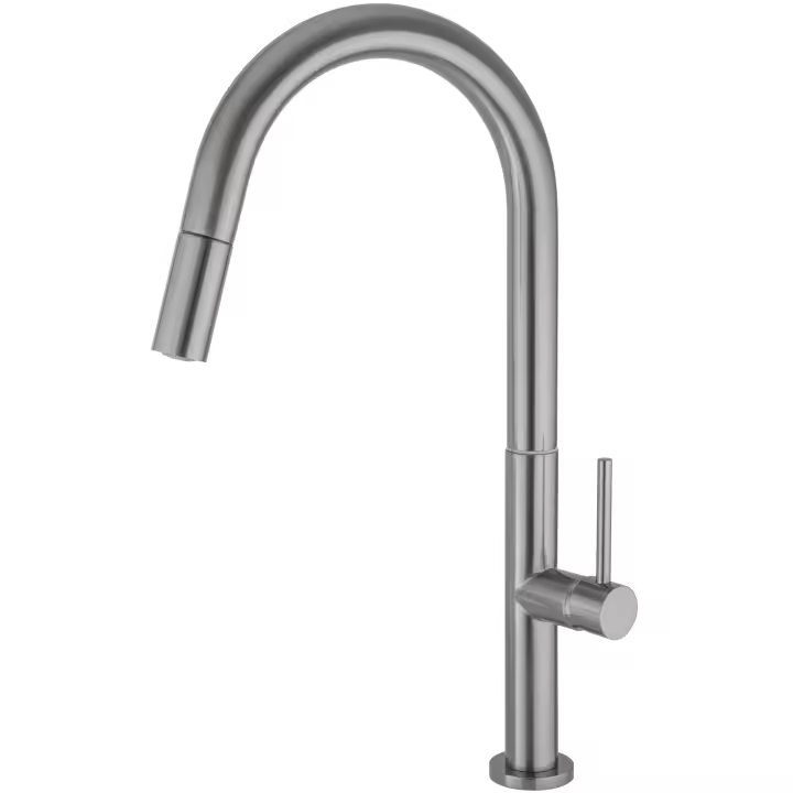 VALAZ Grifo cocina alto extraíble monomando acero cepillado serie Éufrates - 1