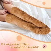 Calcetines Largos De Pena Para Mujer Invierno Cálidos Y Suaves Leggings De Muñeca Sobre Rodilla Calentadores De Piernas Y Pies - details 2