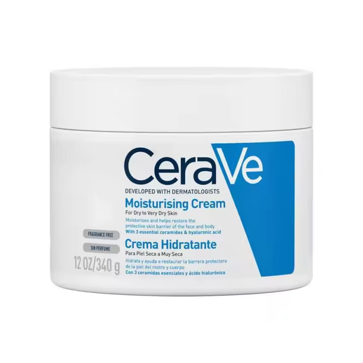 CeraVe Crema Hidratante 24h para Cuerpo y Rostro 340 ml - Con Tecnología MVE®, Ceramidas Esenciales y Sin Perfume, Ideal para Pieles Sensibles - 1