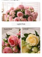 Bouquet De Flores Artificiales Peonía Rosa Púrpura 30cm 5 Cabezas Grandes Y 4 Brotes Pequeños Decoración Para Casamiento Y Hogar - details 13