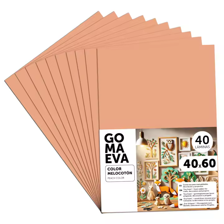 Goma Eva para Manualidades, Goma Espuma de Colores para Proyectos Creativos, Ideales para Artes y Manualidades, uso Escolar, Profesional o Artístico 40x60cm - m-office (Melocotón, 40 uds) - 1