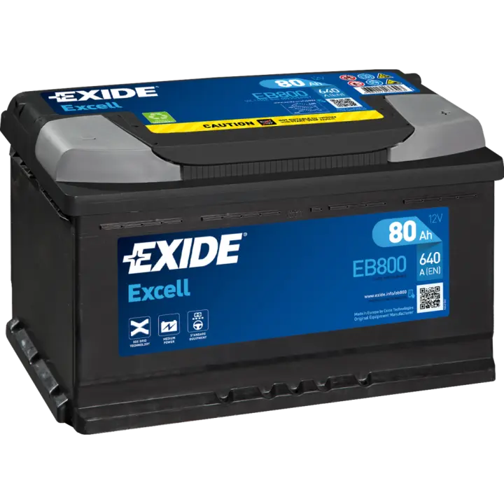 Batería de coche Exide EB800 Excell. 12V - 80Ah/640A (EN) Caja L4 - 1