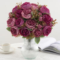 1 Pieza De Flores Artificiales Peonia De Seda Para Decoración Casa Boda Fiesta Faux Bouquet Arreglo De Plástico - details 18