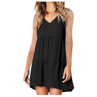 Vestido De Verano Para Mujer Estilo Casual Color Sólido Vestido Sin Mangas Cuello En V A-Line Largo Mini Polyester - details 2