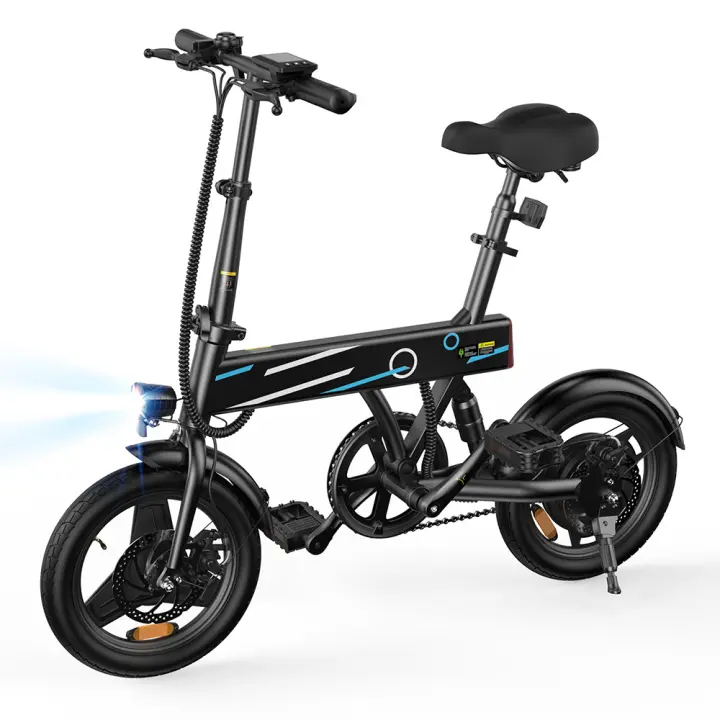 Bicicleta eléctrica plegable EB1, bicicleta urbana inteligente de 14 pulgadas, con asistencia al pedaleo, pantalla LCD inteligente, batería de 36 V y 7,8 Ah, freno de disco doble - 1