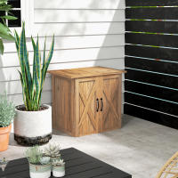 Outsunny Caseta de Jardín Exterior de Madera Armario de Exterior con 2 Puertas Magnéticas Cobertizo de Jardín Exterior para Almacenamiento de Herramientas 77x55x72 cm Marrón - details 1
