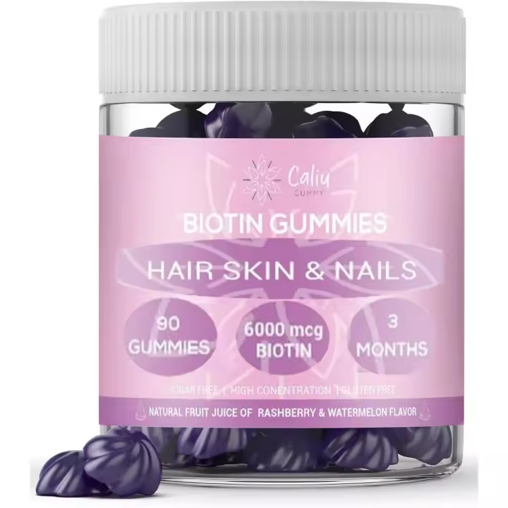 Biotina Gummies 6000 mcg  90 Gominolas  3 Meses  Cabello Fuerte, Brillante y con Volumen  Piel Radiante y Uñas Resistentes  Con Zinc, Ácido Fólico y Vitaminas  Sin Azúcar, Sabor Mora/Melón - 1