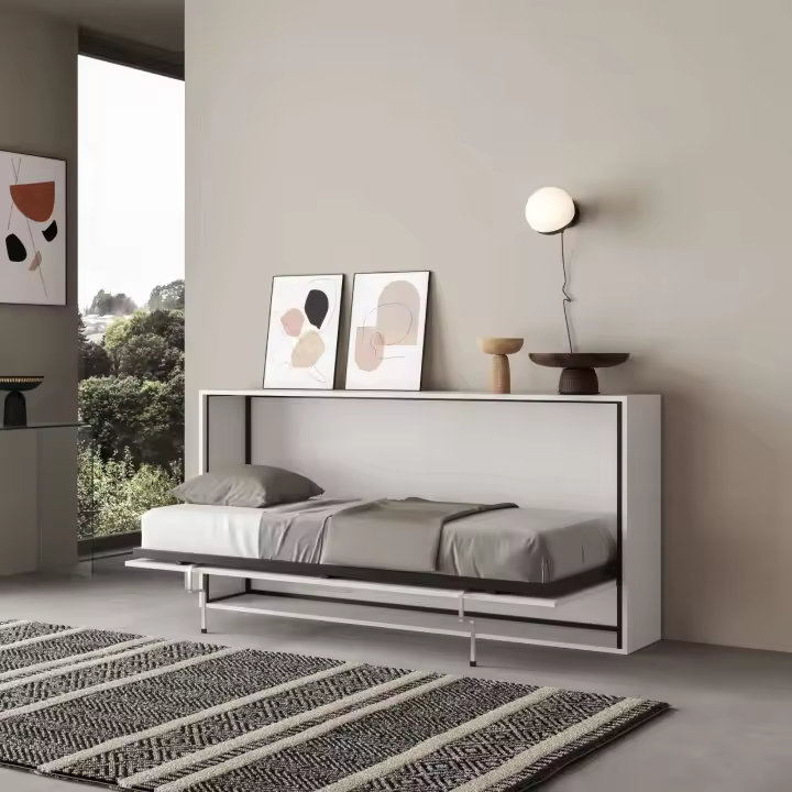 Cama individual colonial Kando color Ceniza Blanca con colchón - 1