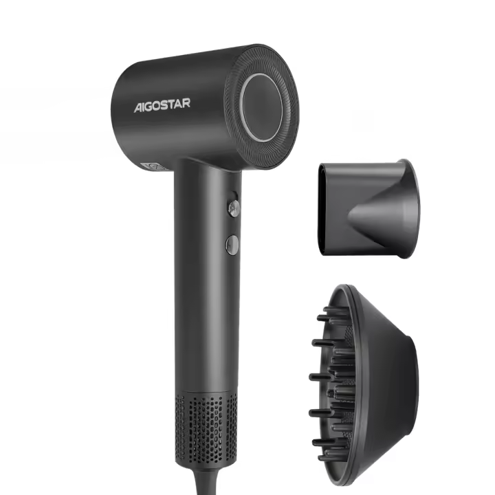 AIGOSTAR Secador Pelo Ionico 1600W, Secado Rápido 110000 RPM Secador de Alta Velocidad, 200 Millones de Iones Negativos, 2 Velocidades, 4 Temperaturas, para Viaje y Casa - 1