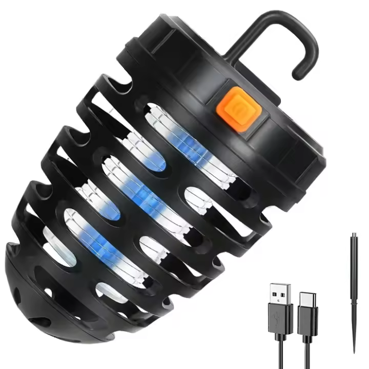 Lámpara Solar LED De Repelente De Mosquitos Con Choque Eléctrico UV Luz De Camping Recargable Iluminación Exterior Emergencia - 1
