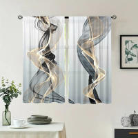 2 Piezas Cortinas De Arte Abstracto Aesthetic Impresión Línea Translúcidas Para Decoración De Sala De Estar Y Dormitorio - details 2