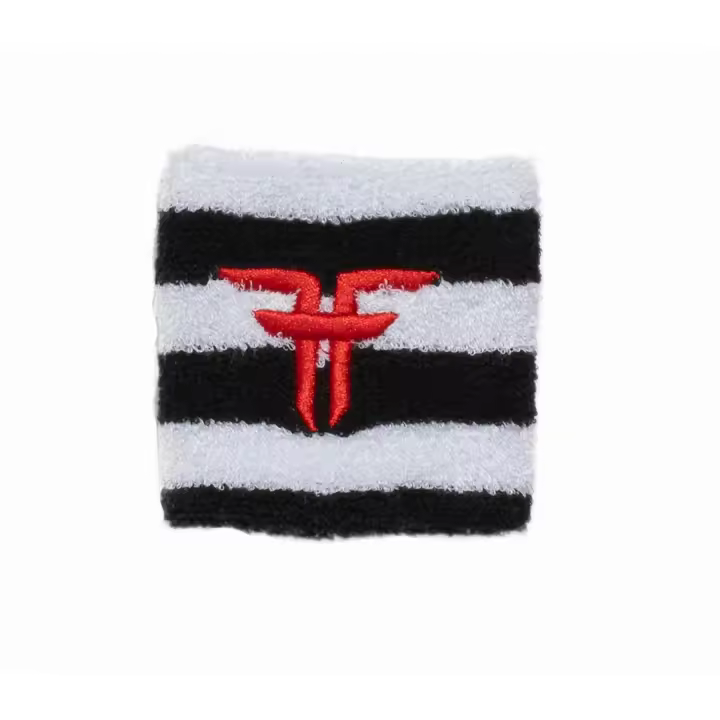 Muñequera Fallen Striped Black White Red Logo - 1