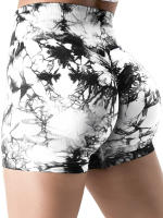 Shorts De Ciclismo De Yoga Para Mujer Cintura Alta Multicolor Tie-Dye Levantamiento De Caderas Sin Costuras Para Ejercicio Running Gimnasio - details 2