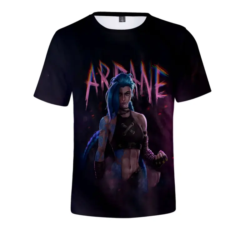 Camiseta Casual 3D Imprimida De Verano Divertida Arcane Jinx Para Hombres Y Mujeres Corta Transpirable Ligera Estilo De Calle - 1