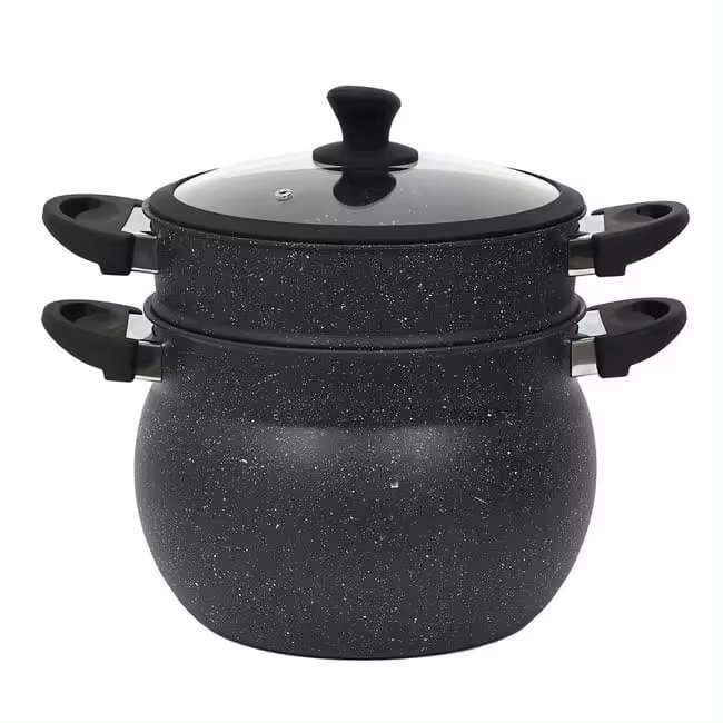 Cuscusera  de Aluminio en Forma de Perla – 2 Niveles, Compatible con Inducción - 1