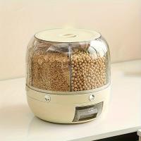 1 contenedor de almacenamiento de alimentos giratorio de 6 compartimentos-hermético, dispensador de plástico reutilizable para arroz, frijoles y más-perfecto para organización de cocina - details 4