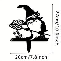 1pc Decoración De Jardín De Metal En Forma De Síntoma Navideño Grande Con Silueta De Gnome Para Adornar El Jardín Al Aire Libre - details 6