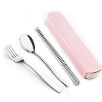 Juego De Utensilios De Acero Inoxidable 4 Piezas Cuchillo Tenedor Cuchara Y Palillos Con Estuche De Almacenamiento Para Camping Viajes Y Viajes - details 4