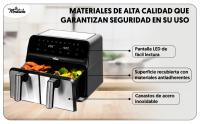 LA MOUSTACHE Freidora de Aire Caliente 8L Sin Aceite | Potencia 1700W | 2 Cestillos Independientes - details 3