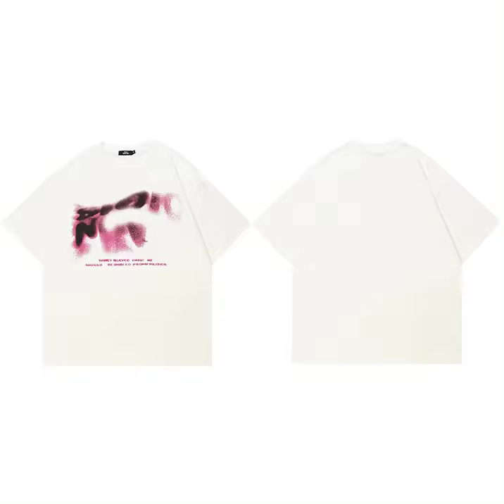 Camiseta De Algodón Para Hombre 2024 Estilo Callejero Con Letras Borrosas Twisted Camiseta Blanca Casual Unisex Moda Primavera Verano - 1